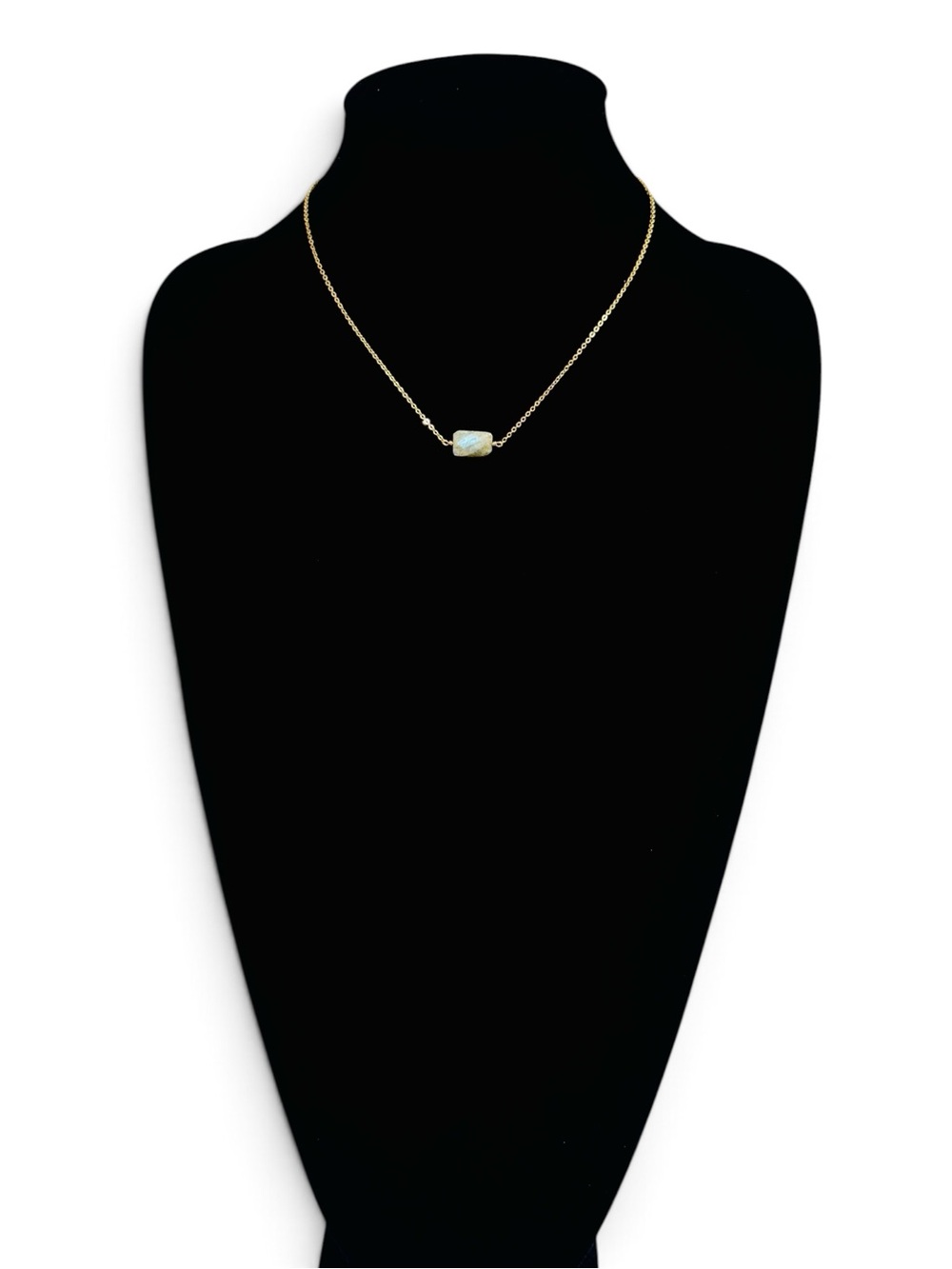 Gemelli Labradorite Rectangle Natural Iridescent Stone Necklace NWT
